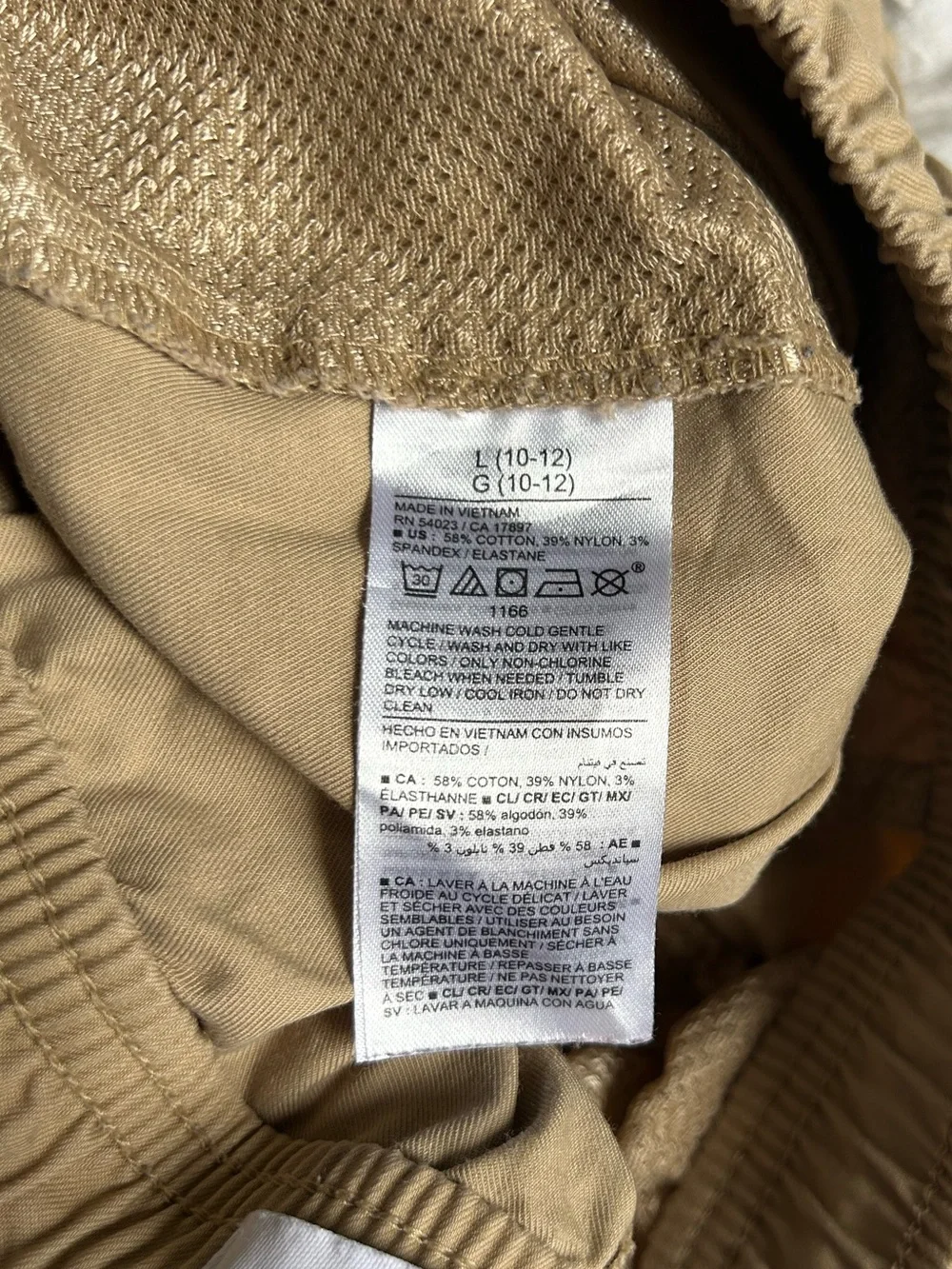 Old Navy Boys Tech Taper Cargo Pants Size L (10-12) Quick Dry Elastic Waist
